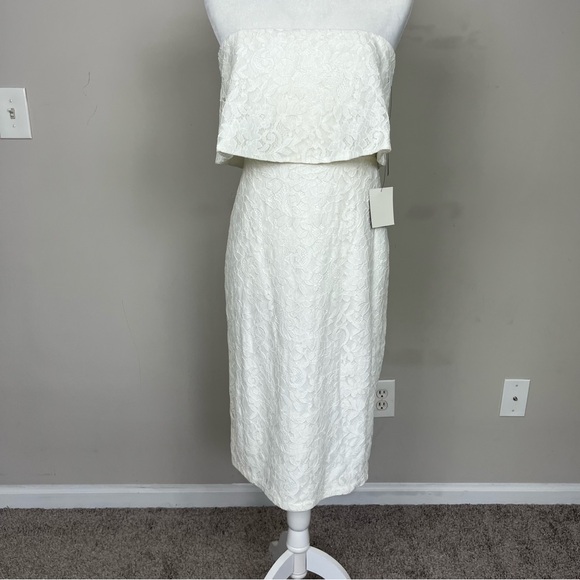 NWT LULUS LET’S GO OUT TONIGHT WHITE LACE STRAPLESS BODY CON DRESS SIZE MEDIUM - Picture 7 of 16
